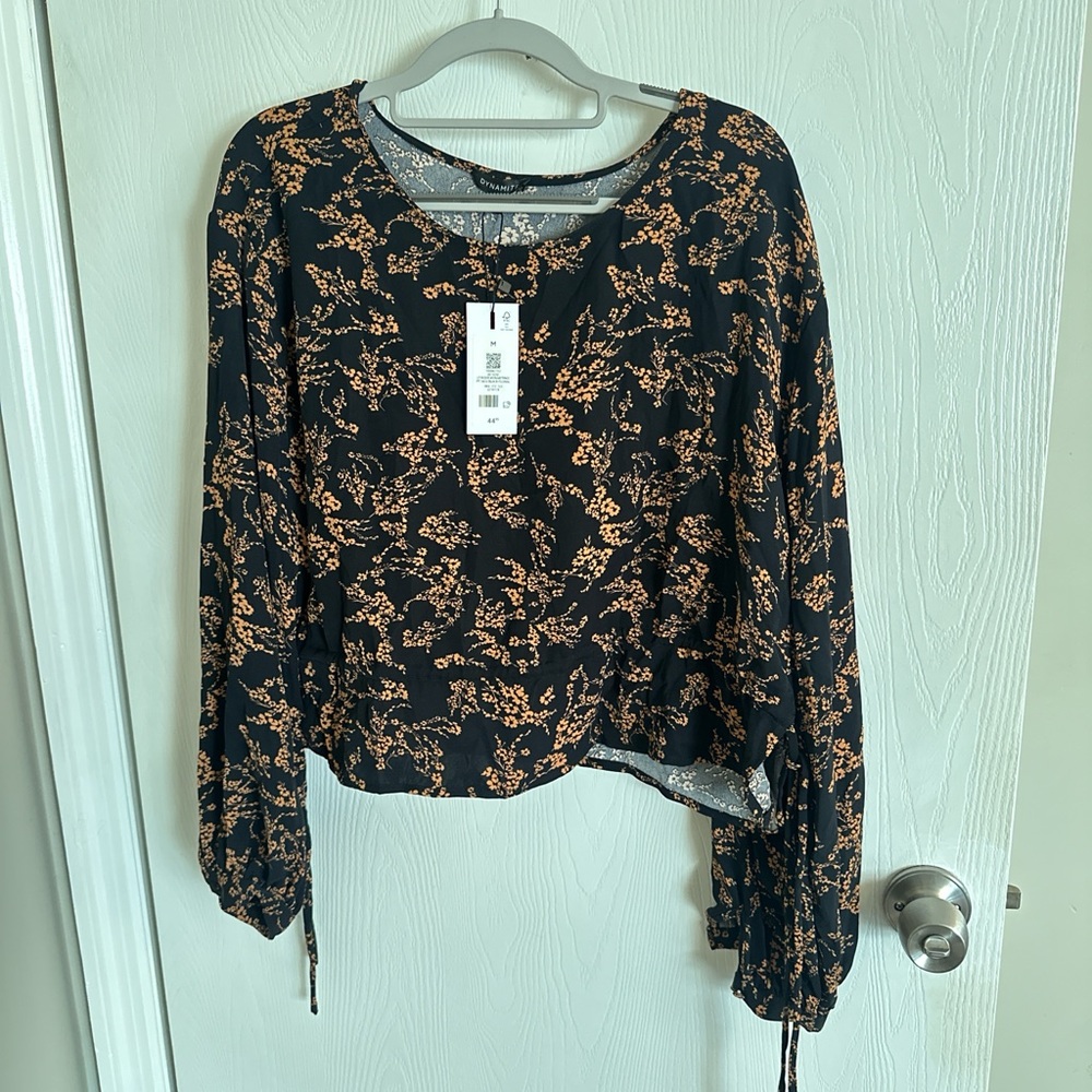 Dynamite Black Dress with Orange Floral Design